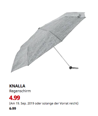 IKEA Kaiserslautern - KNALLA Regenschirm, faltbar schwarz schwarz/weiß IKEA Kaiserslautern - KNALLA Regenschirm, faltbar schwarz schwarz/weiß