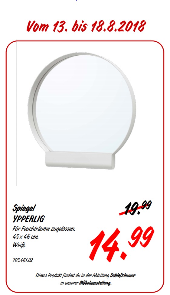 IKEA Koblenz YPPERLIG Spiegel 45x46 cm, weiß - jetzt 25% billiger IKEA Koblenz YPPERLIG Spiegel 45x46 cm, weiß - jetzt 25% billiger