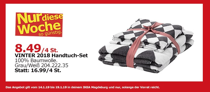 IKEA Magdeburg - VINTER 2018 Handtuch-Set, grau/weiß IKEA Magdeburg - VINTER 2018 Handtuch-Set, grau/weiß