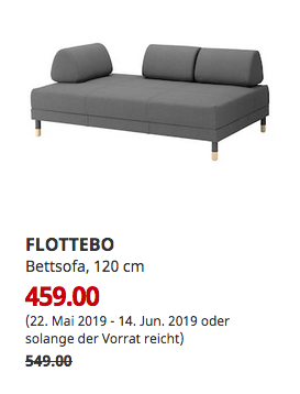 IKEA Osnabrück - FLOTTEBO Bettsofa, Lysed dunkelgrau, 200x120 cm IKEA Osnabrück - FLOTTEBO Bettsofa, Lysed dunkelgrau, 200x120 cm