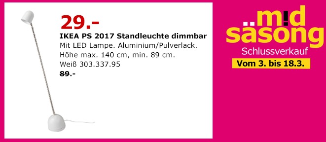 IKEA PS 2017 Standleuchte dimmbar - jetzt 67% billiger IKEA PS 2017 Standleuchte dimmbar - jetzt 67% billiger