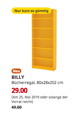 IKEA Regensburg - BILLY Bücherregal, gelb, 80x28x202 cm IKEA Regensburg - BILLY Bücherregal, gelb, 80x28x202 cm