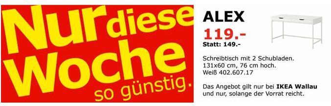 IKEA Wallau - ALEX Schreibtisch mit 2 Schubladen - jetzt 20% billiger IKEA Wallau - ALEX Schreibtisch mit 2 Schubladen - jetzt 20% billiger
