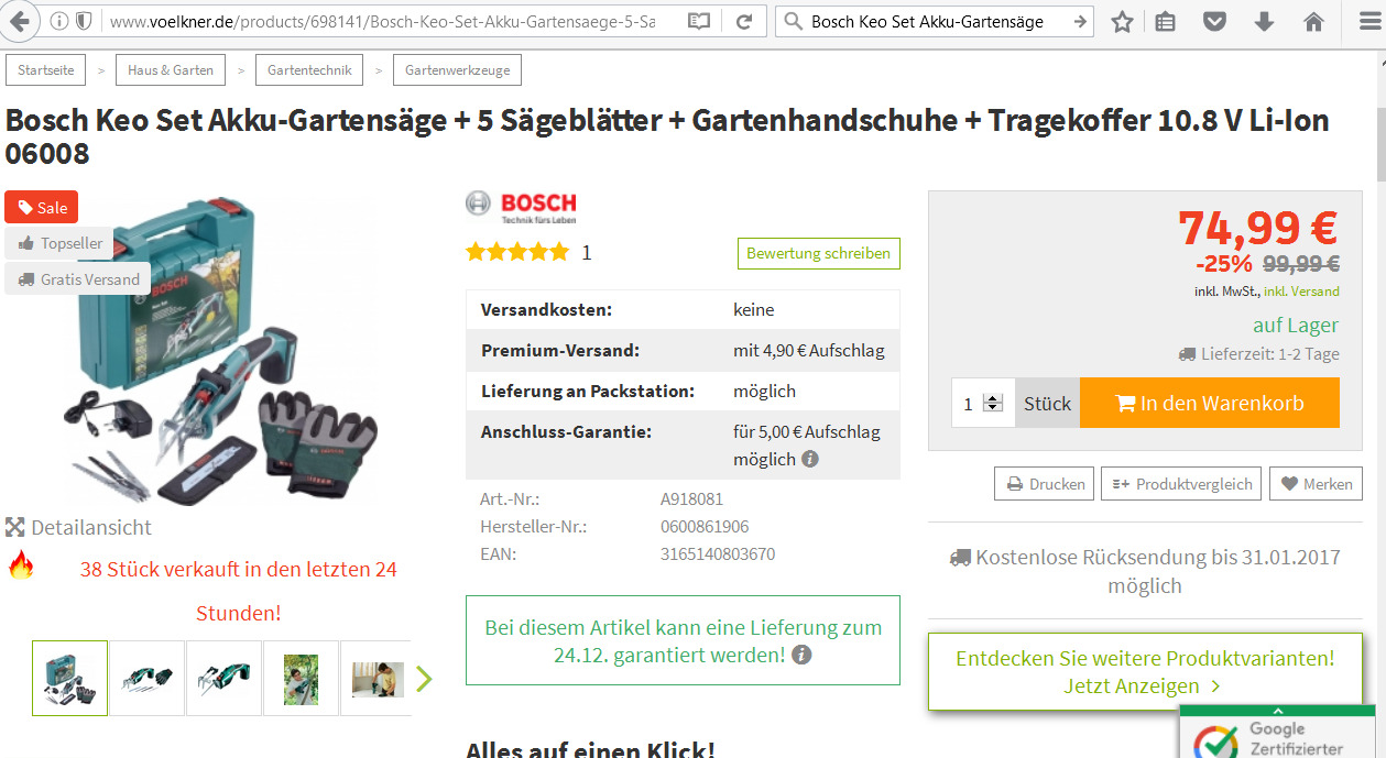 Bosch Keo Set Akku-Gartensäge Bosch Keo Set Akku-Gartensäge
