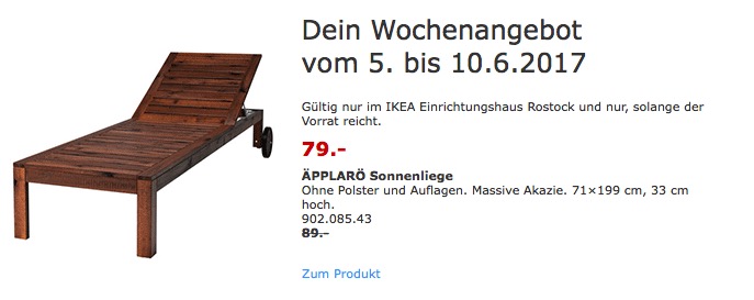 IKEA ÄPPLARÖ Sonnenliege Ohne Polster und Auflagen. Massive Akazie. 71×199 cm, 33 cm hoch. - jetzt 11% billiger IKEA ÄPPLARÖ Sonnenliege Ohne Polster und Auflagen. Massive Akazie. 71×199 cm, 33 cm hoch. - jetzt 11% billiger