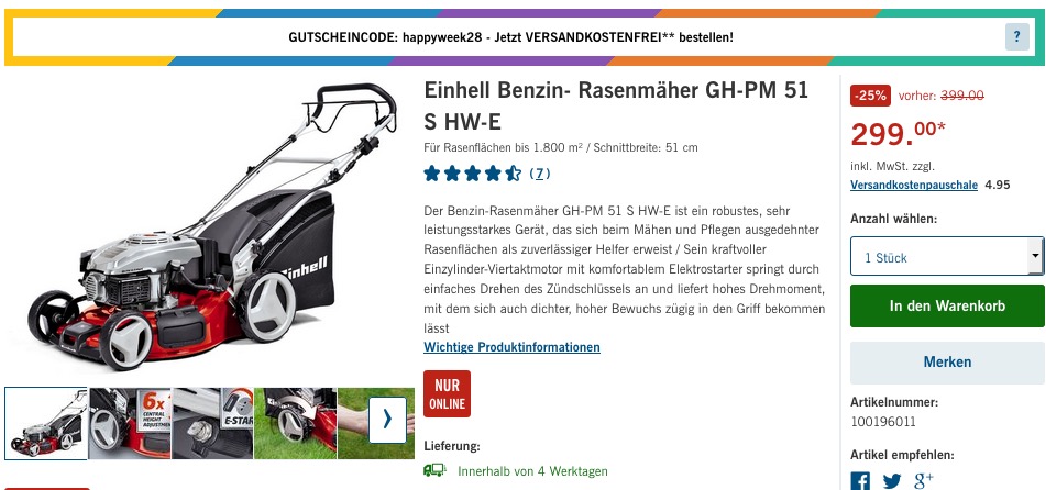 Einhell GH-PM 51 S HW-E Benzin-Rasenmäher Einhell GH-PM 51 S HW-E Benzin-Rasenmäher