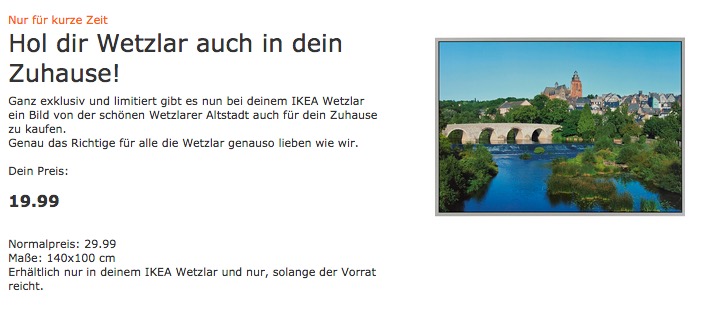 IKEA Bild Wetzlarer Altstadt, 140x100 cm - jetzt 33% billiger IKEA Bild Wetzlarer Altstadt, 140x100 cm - jetzt 33% billiger
