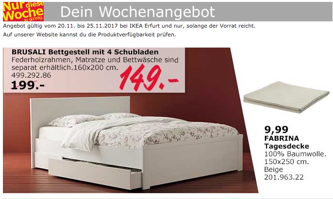 IKEA BRUSALI Bettgestell mit 4 Schubladen - jetzt 25% billiger IKEA BRUSALI Bettgestell mit 4 Schubladen - jetzt 25% billiger