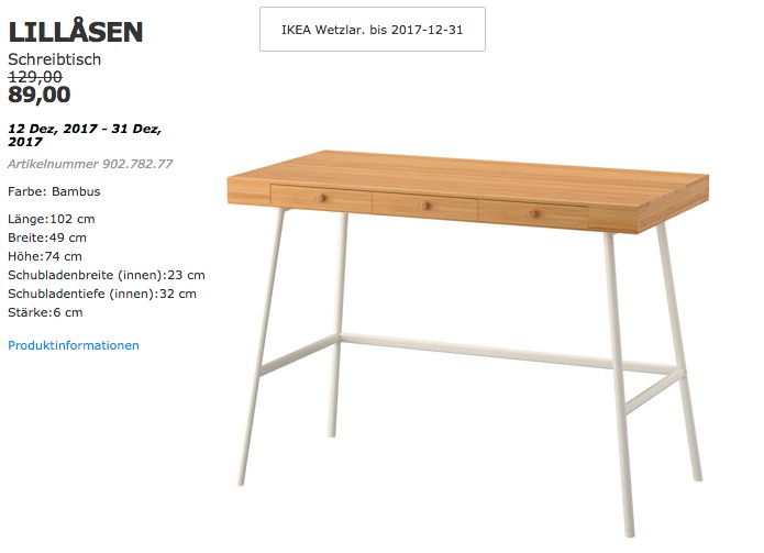 IKEA LILLASEN Schreibtisch, Bambus - jetzt 31% billiger IKEA LILLASEN Schreibtisch, Bambus - jetzt 31% billiger