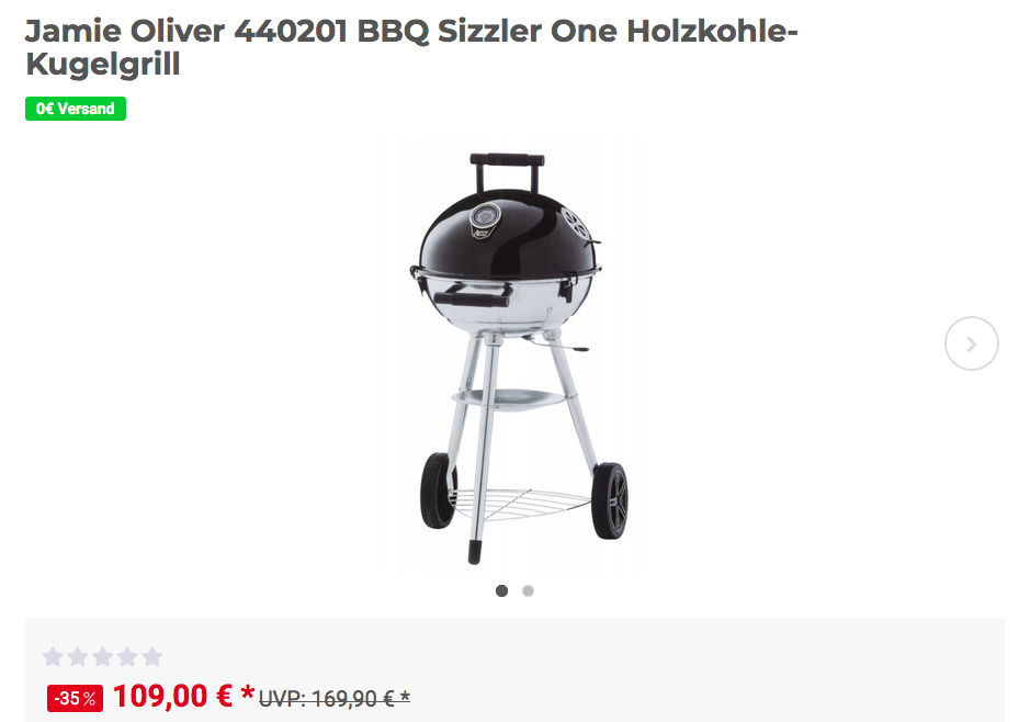Jamie Oliver 440201 BBQ Sizzler One Holzkohle-Kugelgrill, 44 cm Grillfläche Jamie Oliver 440201 BBQ Sizzler One Holzkohle-Kugelgrill, 44 cm Grillfläche