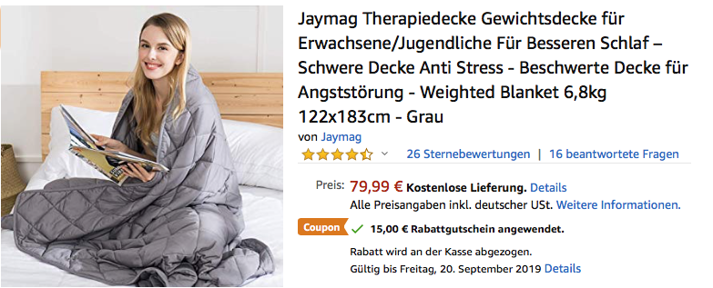 Jaymag Therapiedecke/Gewichtsdecke 6,8kg, 122x183 cm Jaymag Therapiedecke/Gewichtsdecke 6,8kg, 122x183 cm