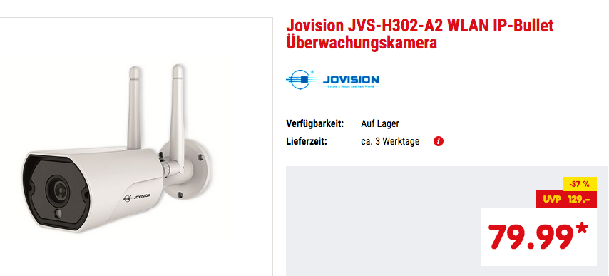 Jovision JVS-H302-A2 WLAN IP-Bullet Überwachungskamera, 2-Wege Audio Jovision JVS-H302-A2 WLAN IP-Bullet Überwachungskamera, 2-Wege Audio