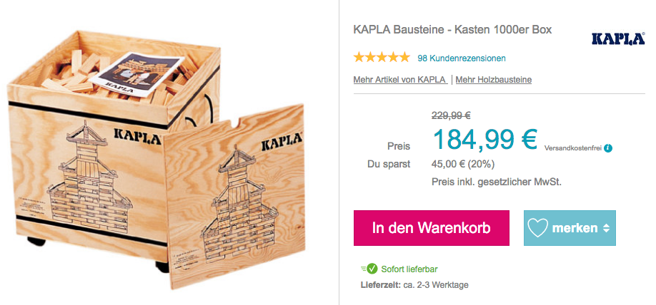 KAPLA Bausteine - 1000 Stück Kasten KAPLA Bausteine - 1000 Stück Kasten