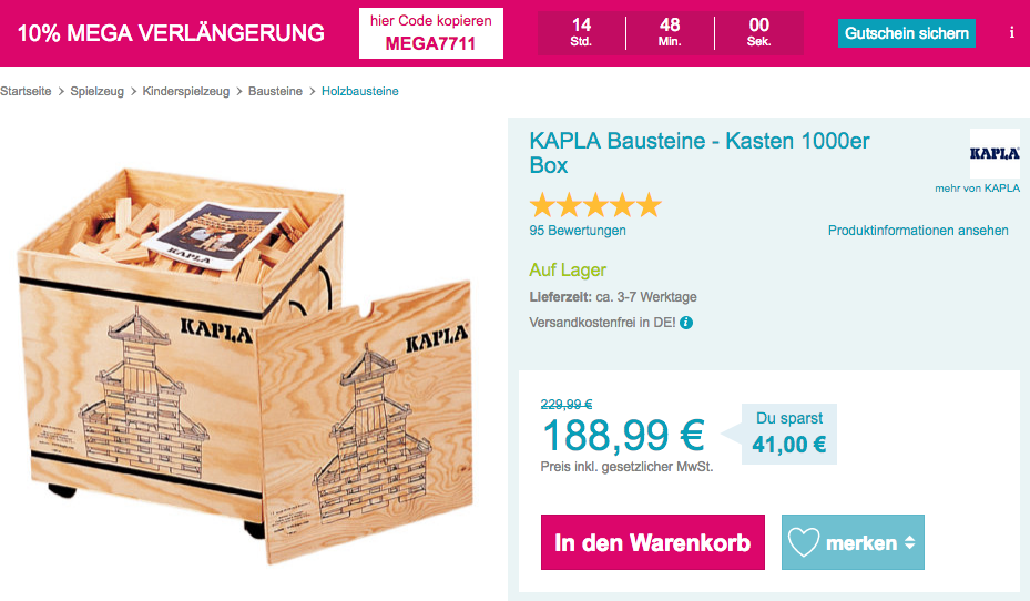 KAPLA Bausteine - Kasten 1000er Box KAPLA Bausteine - Kasten 1000er Box