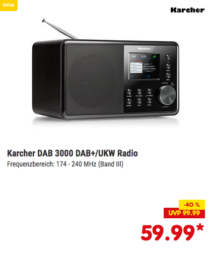Karcher DAB 3000 DAB+/UKW Radio, schwarz Karcher DAB 3000 DAB+/UKW Radio, schwarz