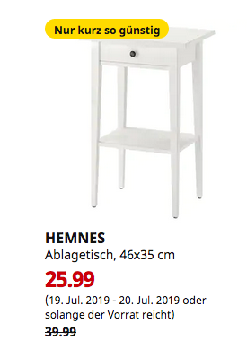 KEA Sindelfingen - HEMNES Ablagetisch, weiß gebeizt, 46x35 cm KEA Sindelfingen - HEMNES Ablagetisch, weiß gebeizt, 46x35 cm