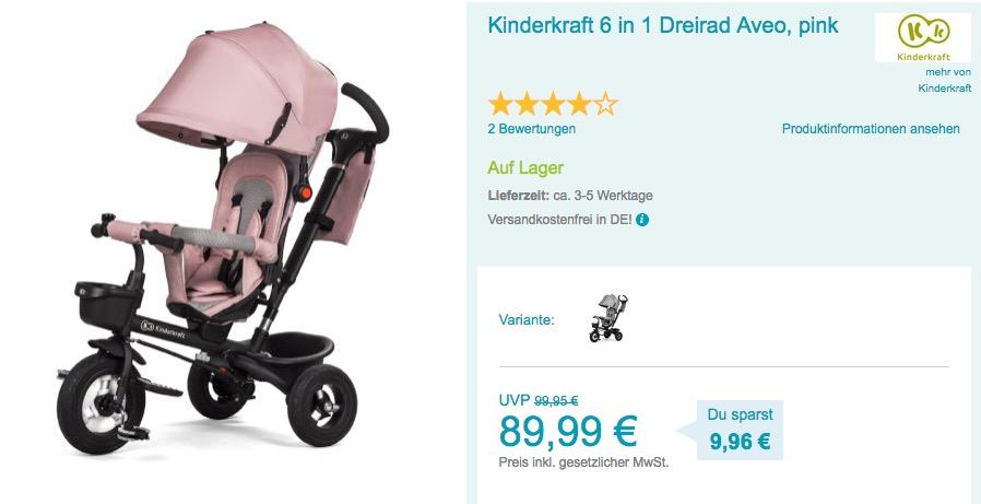 Kinderkraft 6 in 1 Dreirad Aveo - jetzt 10% billiger Kinderkraft 6 in 1 Dreirad Aveo - jetzt 10% billiger