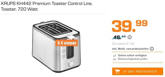 Krups KH442 Control Line Premium Toaster mit 6 Bräunungsstufen Krups KH442 Control Line Premium Toaster mit 6 Bräunungsstufen