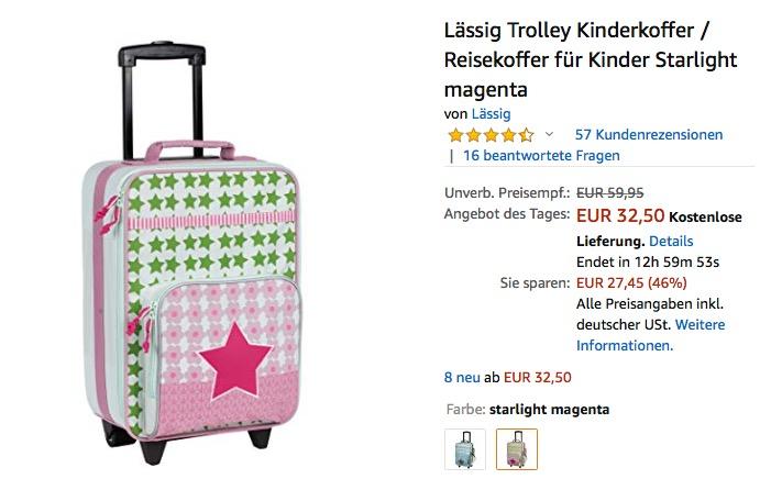 Lässig Trolley Kinderkoffer / Reisekoffer in Starlight Magenta - jetzt 32% billiger Lässig Trolley Kinderkoffer / Reisekoffer in Starlight Magenta - jetzt 32% billiger