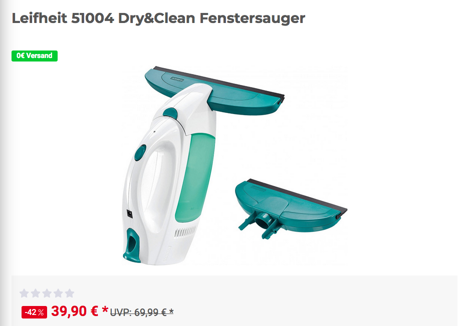 Leifheit 51004 Dry&Clean Akku-Fenstersauger mit zwei Absaugdüsen Leifheit 51004 Dry&Clean Akku-Fenstersauger mit zwei Absaugdüsen