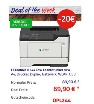 LEXMARK B2442dw Laserdrucker s/w, A4 LEXMARK B2442dw Laserdrucker s/w, A4