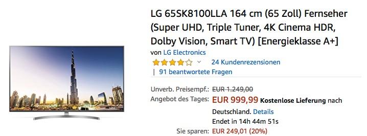 LG 65SK8100LLA 164 cm (65 Zoll) Super UHD Fernseher - jetzt 15% billiger LG 65SK8100LLA 164 cm (65 Zoll) Super UHD Fernseher - jetzt 15% billiger