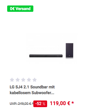 LG SJ4 2.1 Soundbar mit kabellosem Subwoofer, 300W LG SJ4 2.1 Soundbar mit kabellosem Subwoofer, 300W