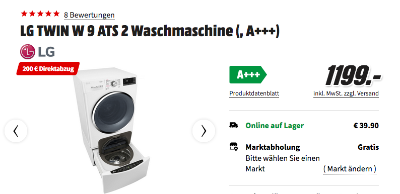 LG TWIN W9 ATS 2 Waschmaschine (9 kg Hauptmaschine und 2 kg Mini-Waschmaschine), A+++ LG TWIN W9 ATS 2 Waschmaschine (9 kg Hauptmaschine und 2 kg Mini-Waschmaschine), A+++