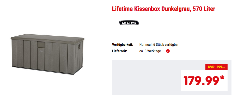 Lifetime 570 Liter Kissenbox, dunkelgrau Lifetime 570 Liter Kissenbox, dunkelgrau