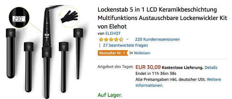 Lockenstab 5 in 1 Lockenwickler mit Keramikbeschichtung von Elehot - jetzt 23% billiger Lockenstab 5 in 1 Lockenwickler mit Keramikbeschichtung von Elehot - jetzt 23% billiger