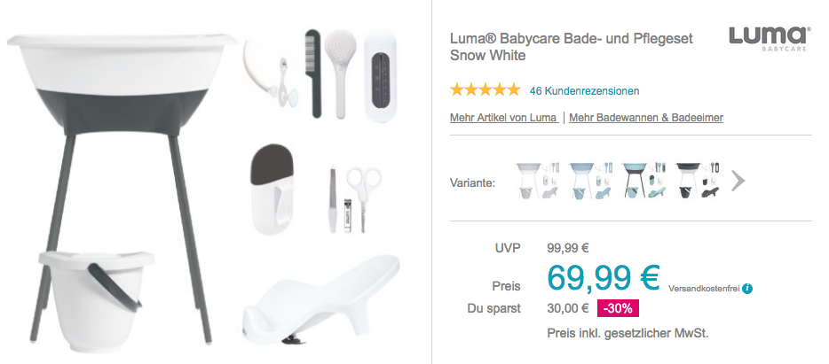 Luma® Babycare Bade- und Pflegeset für Babys, snow white Luma® Babycare Bade- und Pflegeset für Babys, snow white