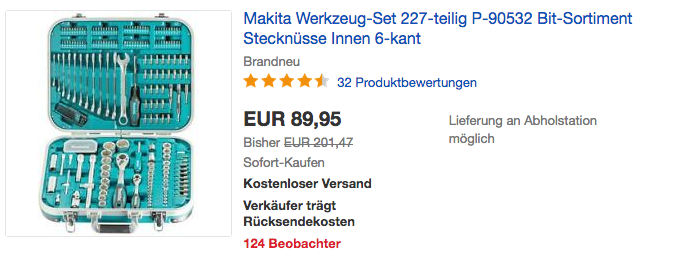 Makita P-90532 Werkzeug-Set (Bit-Sortiment, Stecknüsse), 227-teilig Makita P-90532 Werkzeug-Set (Bit-Sortiment, Stecknüsse), 227-teilig