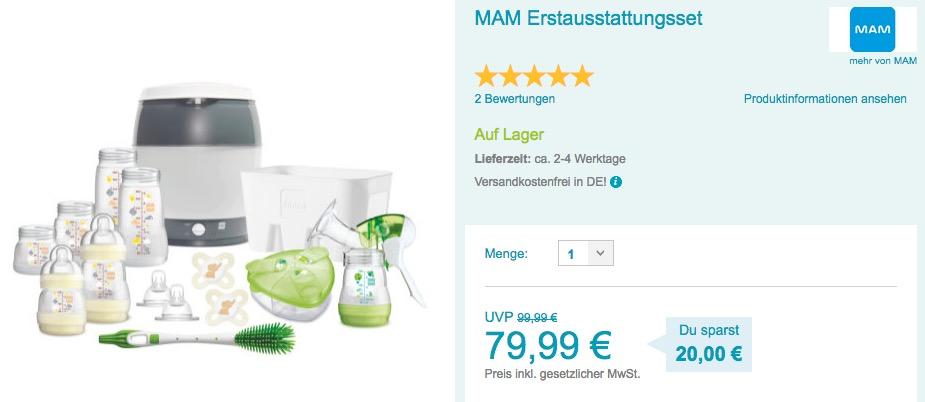 MAM Baby Erstausstattungsset - jetzt 20% billiger MAM Baby Erstausstattungsset - jetzt 20% billiger