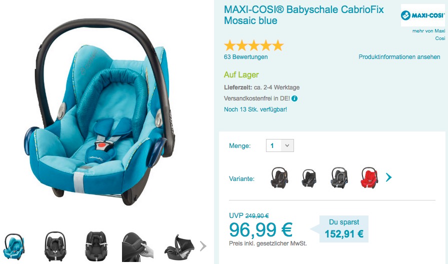 MAXI-COSI® Babyschale CabrioFix Mosaic blue - jetzt 12% billiger MAXI-COSI® Babyschale CabrioFix Mosaic blue - jetzt 12% billiger