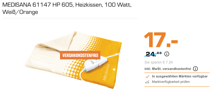 MEDISANA 61147 HP 605 Heizkissen, Weiß/Orange MEDISANA 61147 HP 605 Heizkissen, Weiß/Orange