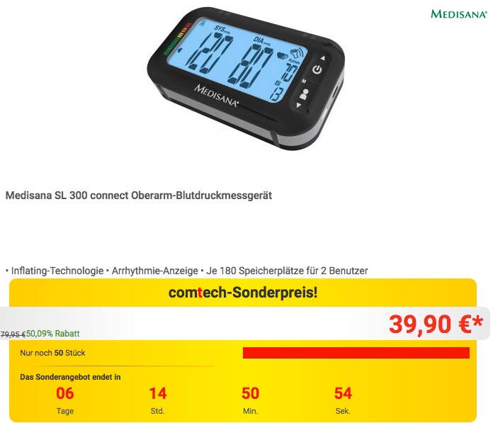 Medisana SL 300 connect Oberarm-Blutdruckmessgerät Medisana SL 300 connect Oberarm-Blutdruckmessgerät