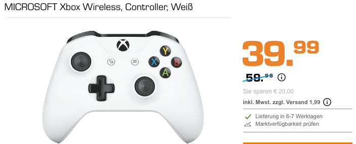 MICROSOFT Xbox Wireless Controller, weiß MICROSOFT Xbox Wireless Controller, weiß
