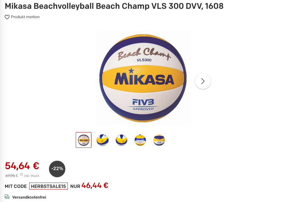 Mikasa Beachvolleyball Beach Champ VLS 300 DVV, 66 - 68 cm Mikasa Beachvolleyball Beach Champ VLS 300 DVV, 66 - 68 cm