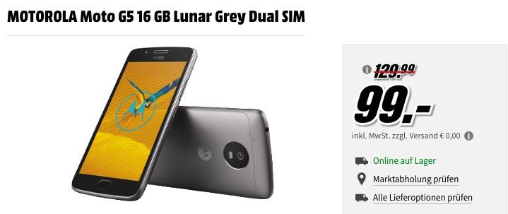 MOTOROLA Moto G5 16 GB Dual SIM in Lunar Grey - jetzt 22% billiger MOTOROLA Moto G5 16 GB Dual SIM in Lunar Grey - jetzt 22% billiger
