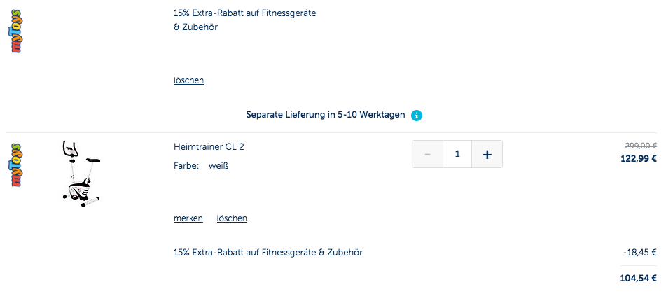 myToys - 15 % Rabatt auf Fitnessgeräte & Zubehör: z.B. Christopeit Sport® Heimtrainer CL 2 myToys - 15 % Rabatt auf Fitnessgeräte & Zubehör: z.B. Christopeit Sport® Heimtrainer CL 2