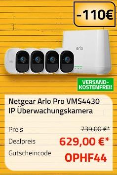 Netgear Arlo Pro Smart Home 4 HD-Kamera Sicherheitssystem (VMS4430) - jetzt 15% billiger Netgear Arlo Pro Smart Home 4 HD-Kamera Sicherheitssystem (VMS4430) - jetzt 15% billiger