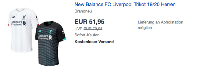 New Balance FC Liverpool Herren Trikot 19/20, weiß oder schwarz (S-XXL) New Balance FC Liverpool Herren Trikot 19/20, weiß oder schwarz (S-XXL)