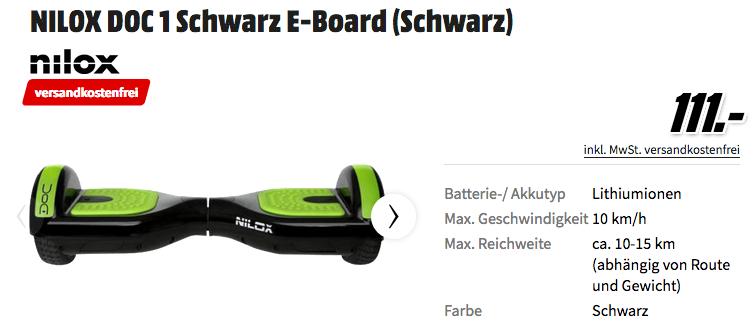 NILOX DOC 1 Schwarz E-Board, max. 10 km/h NILOX DOC 1 Schwarz E-Board, max. 10 km/h