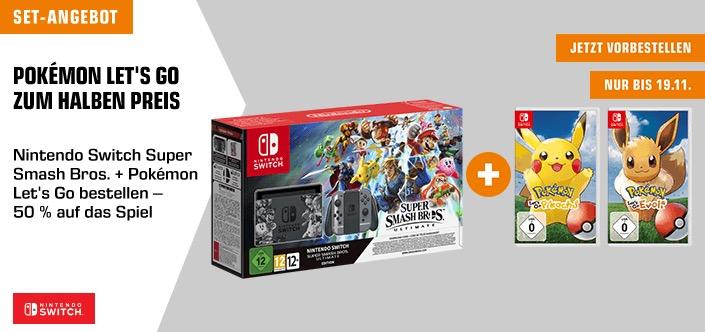 NINTENDO Switch Super Smash Bros Ultimate Edition Spielkonsole + Pokemon Let's Go Pikachu oder Evoli - jetzt 7% billiger NINTENDO Switch Super Smash Bros Ultimate Edition Spielkonsole + Pokemon Let's Go Pikachu oder Evoli - jetzt 7% billiger