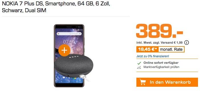 NOKIA 7 Plus DS Smartphone 64 GB Schwarz inkl. Google Home Mini gratis dazu - jetzt 7% billiger NOKIA 7 Plus DS Smartphone 64 GB Schwarz inkl. Google Home Mini gratis dazu - jetzt 7% billiger