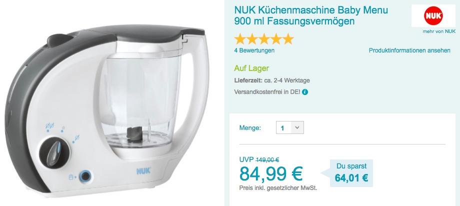 NUK Küchenmaschine Baby Menu mit 900 ml Fassungsvermögen - jetzt 14% billiger NUK Küchenmaschine Baby Menu mit 900 ml Fassungsvermögen - jetzt 14% billiger