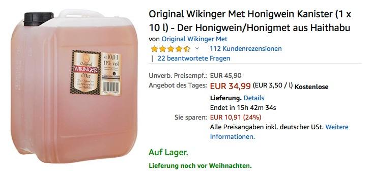 Original Wikinger Met Honigwein Kanister 10 Liter - jetzt 20% billiger Original Wikinger Met Honigwein Kanister 10 Liter - jetzt 20% billiger