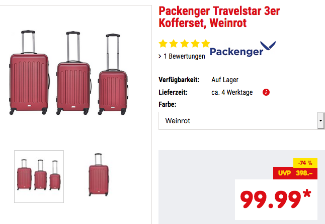 Packenger Travelstar 3er Kofferset (32, 59 und 94 Liter) Packenger Travelstar 3er Kofferset (32, 59 und 94 Liter)