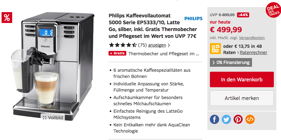 Philips Kaffeevollautomat 5000 Serie EP5333/10 Latte Go inkl. Thermobecher und Pflegeset Philips Kaffeevollautomat 5000 Serie EP5333/10 Latte Go inkl. Thermobecher und Pflegeset