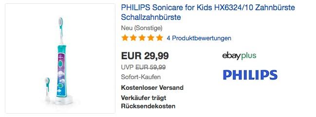 PHILIPS Sonicare for Kids HX6324/10 Elektrische Zahnbürste mit Schalltechnologie (neu und unbenutzt aber leichte Verpackungsmängel können vorhanden sein) - jetzt 26% billiger PHILIPS Sonicare for Kids HX6324/10 Elektrische Zahnbürste mit Schalltechnologie (neu und unbenutzt aber leichte Verpackungsmängel können vorhanden sein) - jetzt 26% billiger